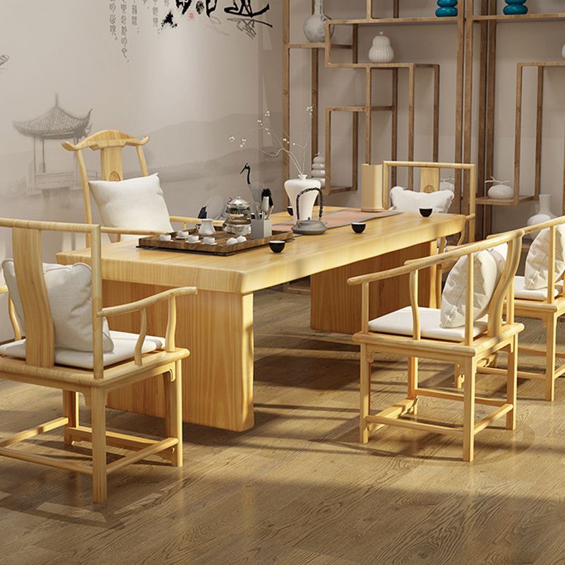 Glam Wooden Dining Table Rectangle Table with Wood Legs for Kitchen
