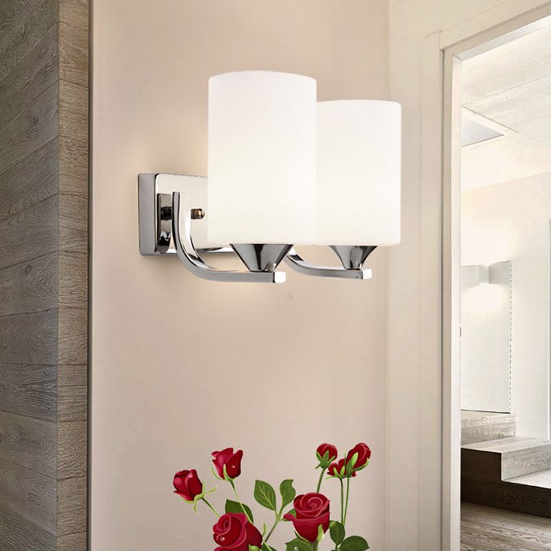 Metal Cylinder Shape Wall Light Nordic Style Wall Sconce with Glass for Living Room