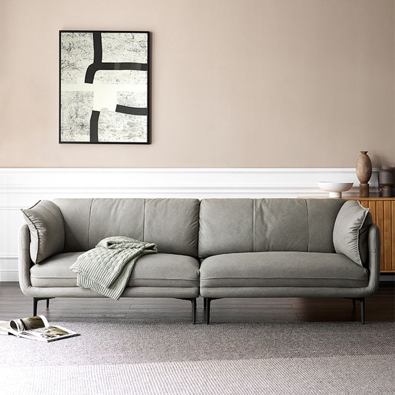 Modern Faux Leather Sofa Stain-resistant Tuxedo Arm Sofa in Gray