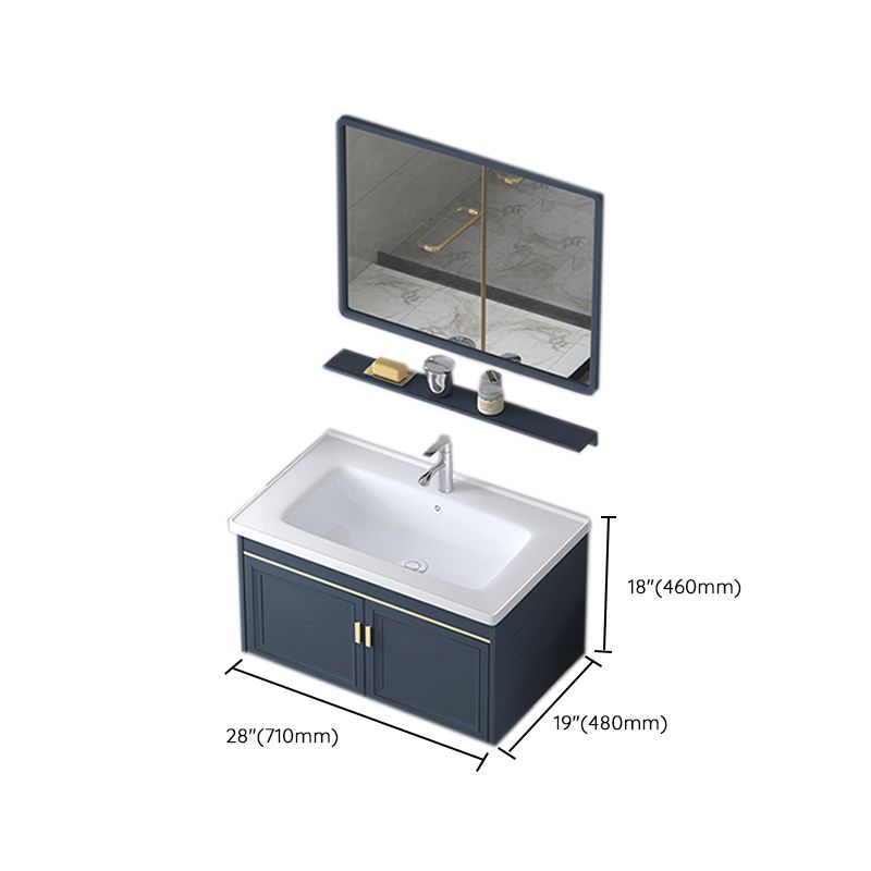 Modern Wall-Mounted Sink Vanity Blue Wall Mount Vanity Cabinet