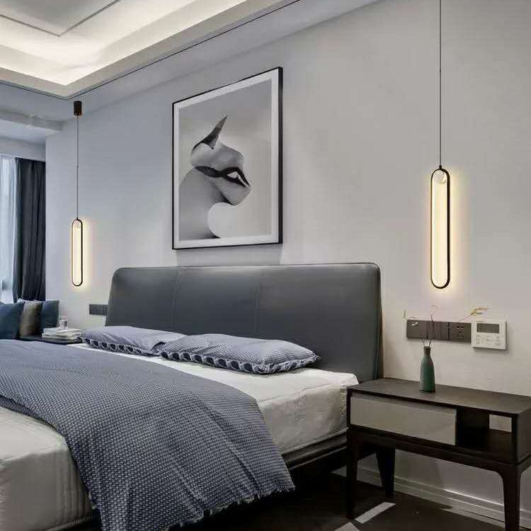 Minimalism Metal LED Hanging Ceiling Light 1-Light Linear Ceiling Pendant Light