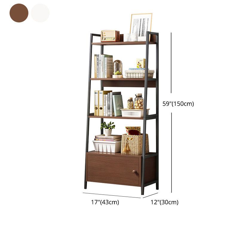 12" W Metal Frame Bookshelf Modern Open Storage Ladder Bookcase