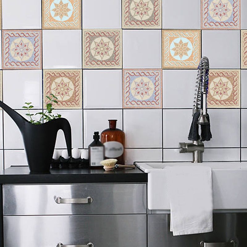 Mandala Peel and Stick Wallpapers 10 Pcs Yellow Vintage Wall Covering for Kitchen