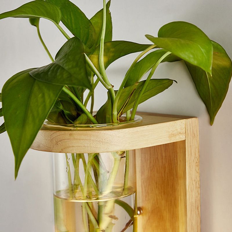 Modern Style Wall Light Wood 1 Light Sconces for Bedroom without Plant