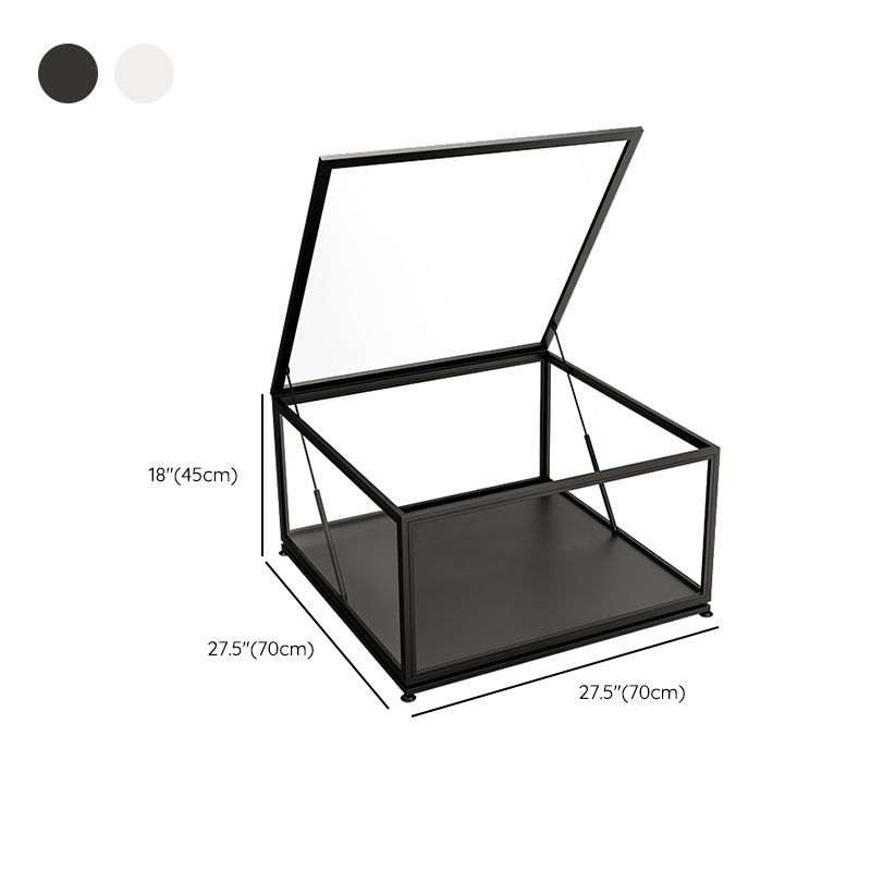 Glass Top Coffee Cocktail Table Block/4 Legs Contemporary Trunk Storage