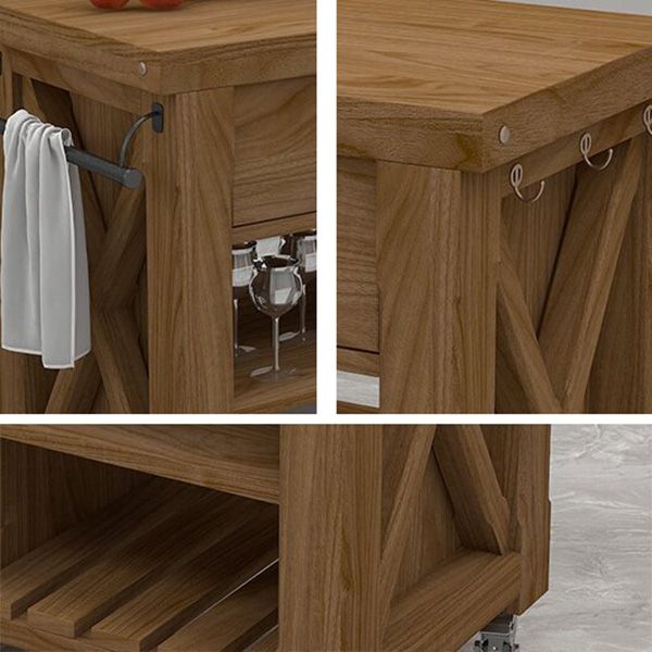 Modern Dining Room Prep Table Rectangular Kitchen Trolley with Open Storage
