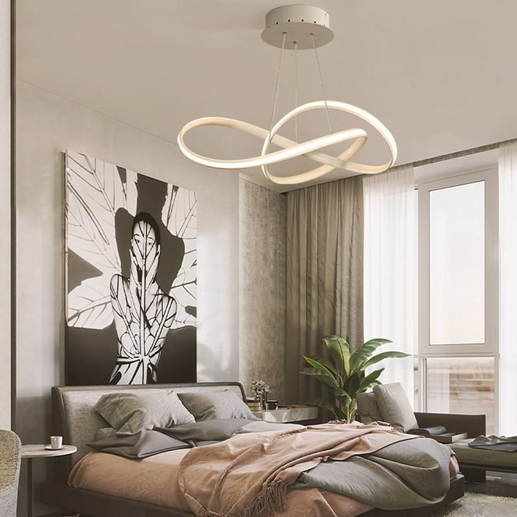 Contemporary Style Minimalism LED Line Light Aluminum Lamp Body Living Room Lighting Fixture with 39.3" Adjustable Hanging Wire