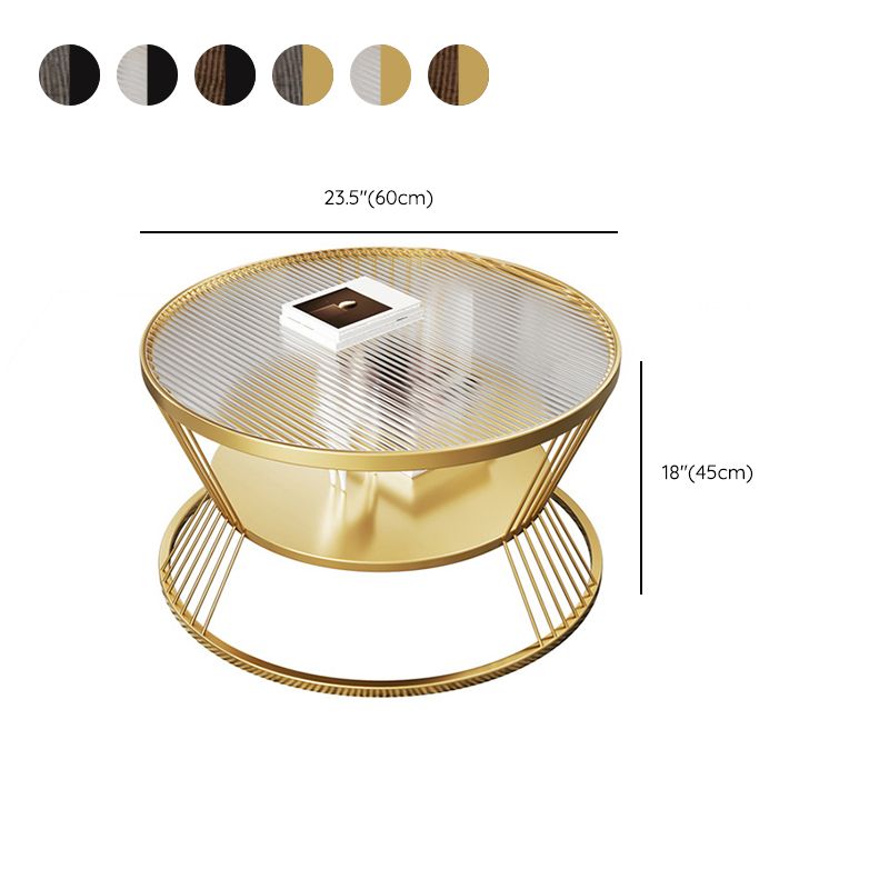 Modern Metal Frame Coffee Table Glass Top Coffee Or End Table with Shelf