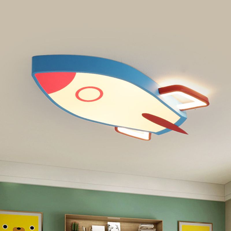 Rocket Bedroom Flushmount Ceiling Fixture Acrylic LED Contemporary Flush Ceiling Light Fixture in Blue