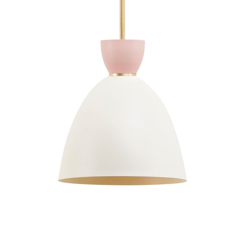 1 Light Dining Room Pendant Modern White / Pink suspendu plafond plafond avec ombre en métal en forme