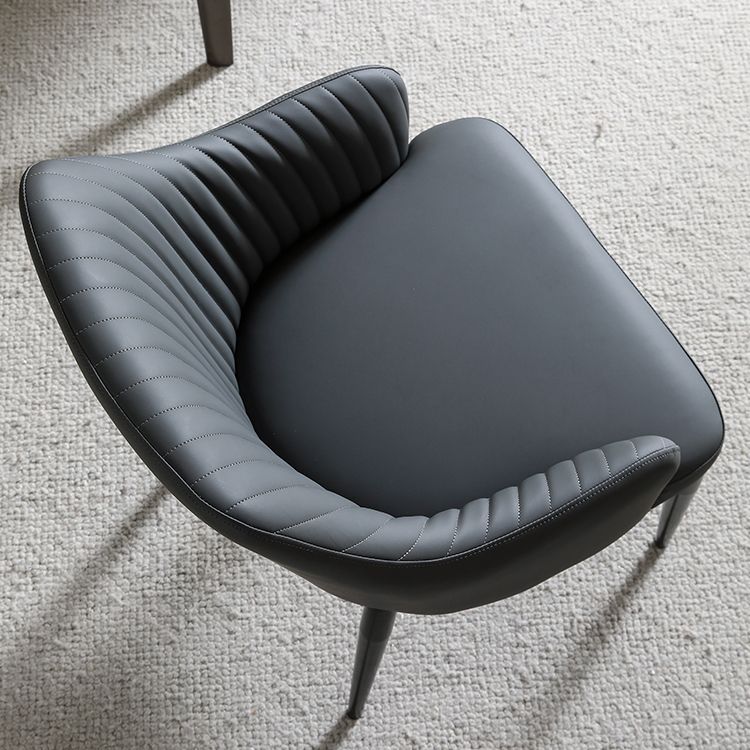 Contemporary Arm Dining Chairs Faux Leather Parsons Dining Side Chair