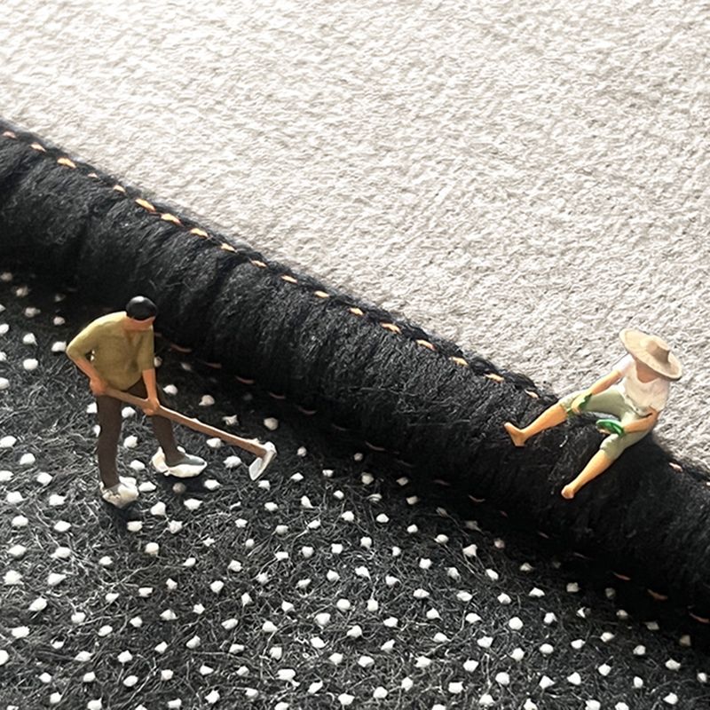 Black Nodic Area Rug Polyester Graphic Indoor Rug Non-Slip Backing Rug for Living Room