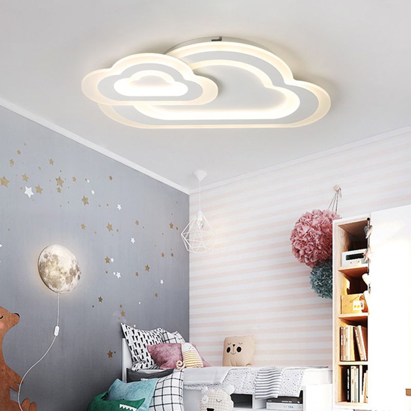 Plafonnier contemporain à panneau mince en acrylique blanc LED, luminaire de plafond pour chambre de bébé