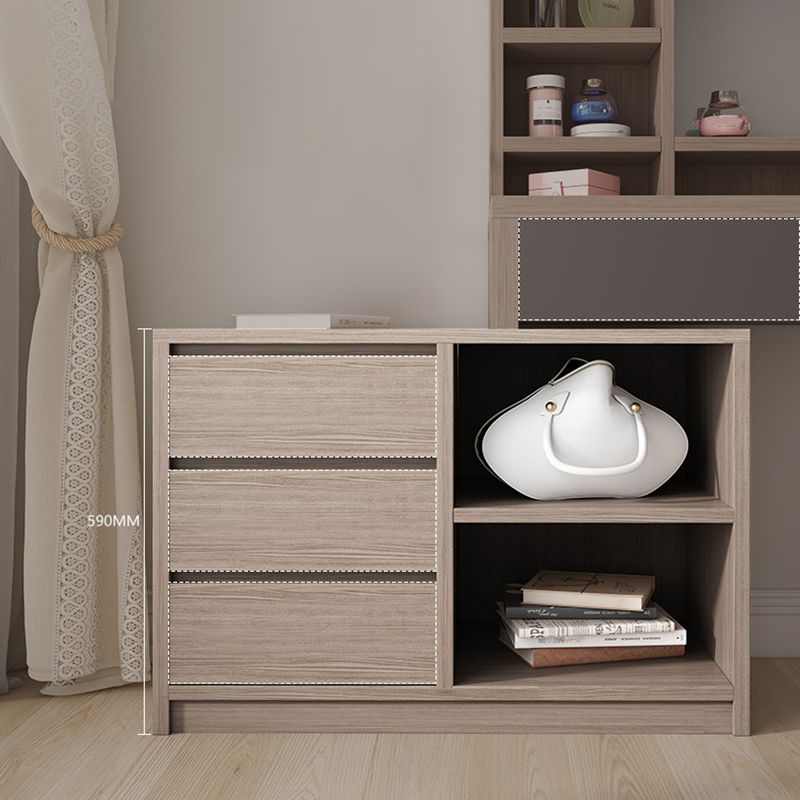 15.74" Wide Vanity Tables Wood Makeup Table with 5 Storage Drawers and Mirror