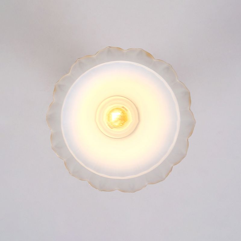 Black Close to Ceiling Light Simple-Style Glass Shade Semi Flush Mount Ceiling Light