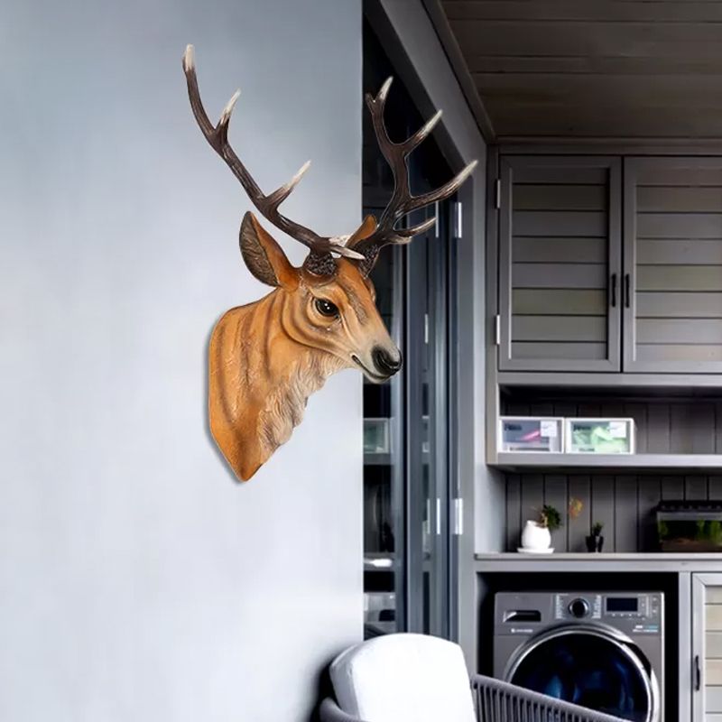 Grey/White/Brown 1 Light Sconce Lamp Traditional Style Resin Deer Shaped Wall Lighting Fixture for Bedroom
