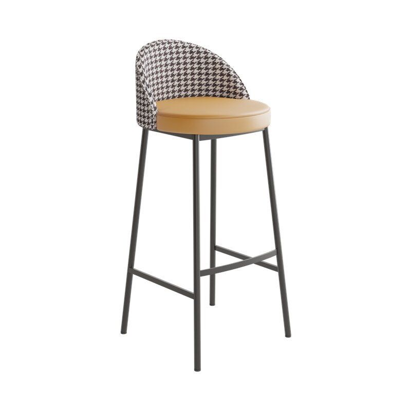 Glam Metal Barstool Faux Leather Cushion in Matte Finish for Indoor
