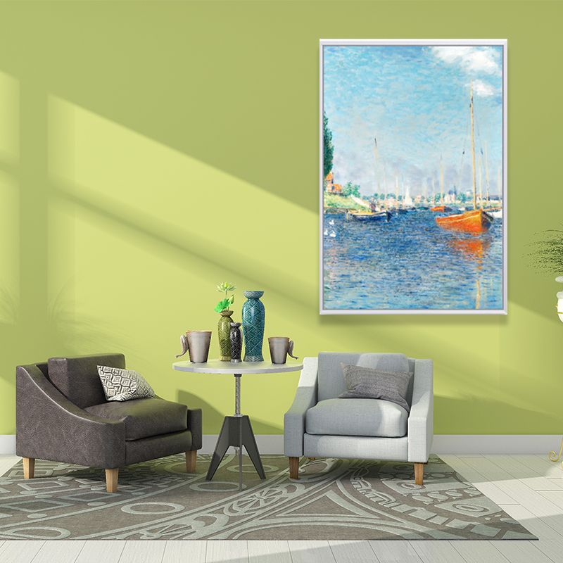 Monet Seine Springtime Scenery Painting Rustic Textured Family Room Wall Art Print