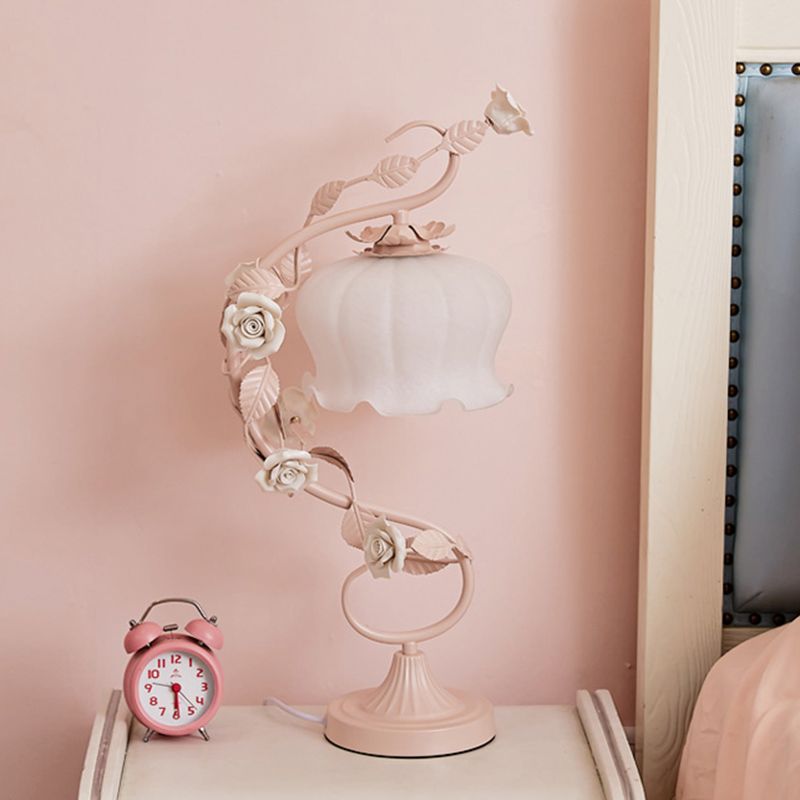 1 Light Drum Table Lighting Modern Style Glass Table Lighting for Bedroom