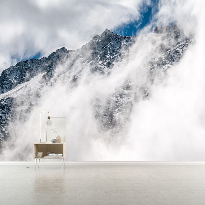 Customized Moisture Resistant Mural Wallpaper Decal Mountain Wall Decor in Soft Color