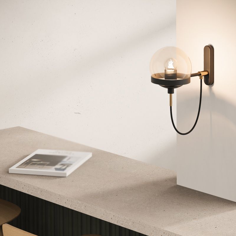 1 Light Ball Wall Mounted Light Fixture Industrial Style Glass Wall Lighting Ideas Lights