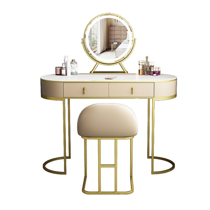Glam 29.52 " H Slate Top Vanity Stool with Drawers Dressing Table