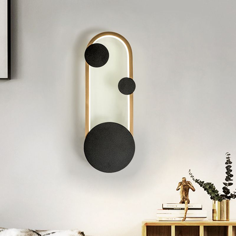 Metallic Arc Shaped Wall Sconce Lighting Post-Modern LED Wall Lamp Fixture in Black and Gold, Warm/White Light