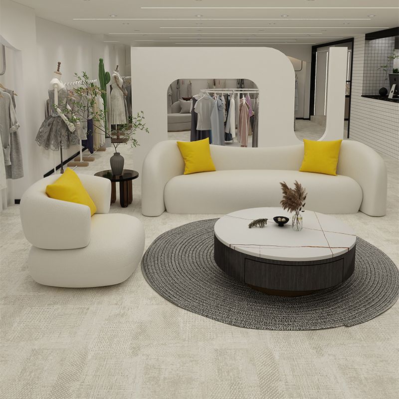 Contemporary Tight Back Sofa Tuxedo Arm Settee Couch in White