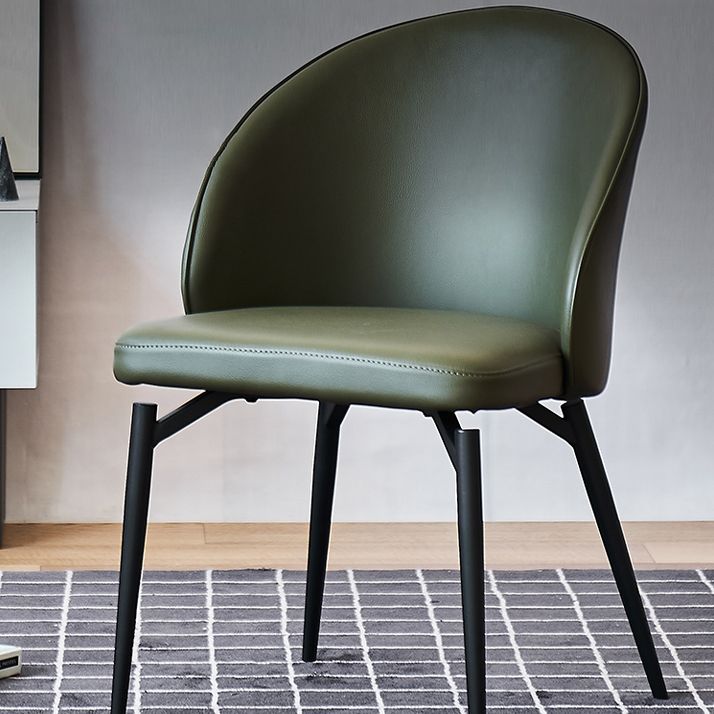 Solid Back Armless Chair Industrial Design PU Leather Dining Chairs