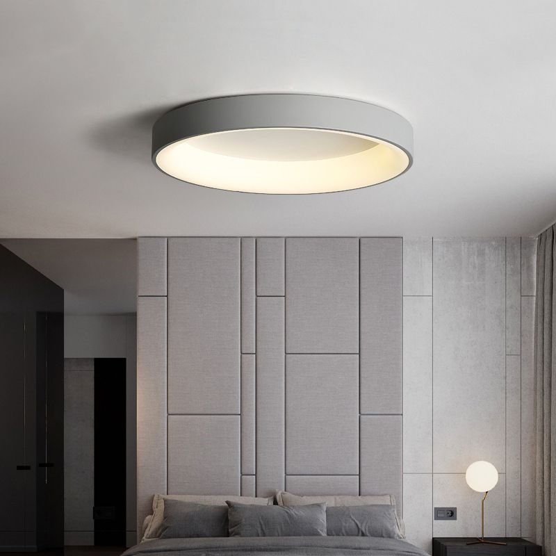 Circular Flush Mount Fixture Minimalist-Style LED Metal Ceiling Mounted Light