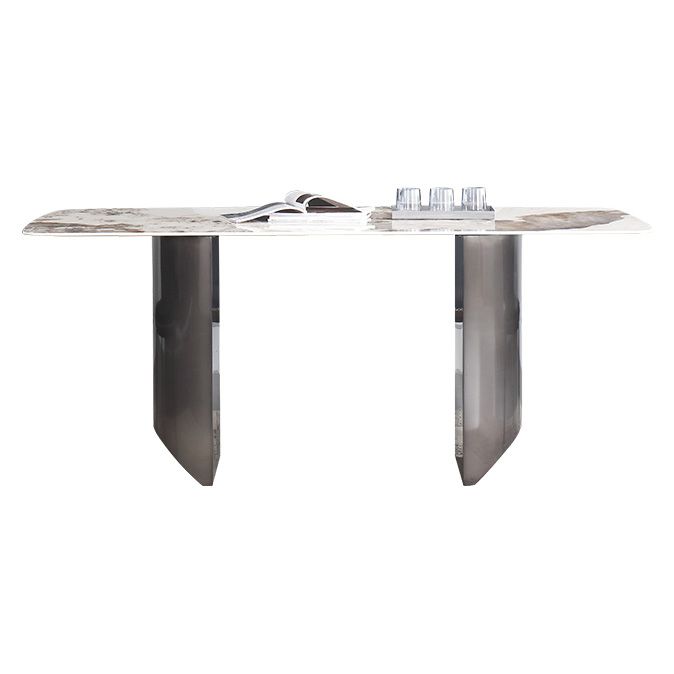 Metal Traditional Luxury Table Rectangular Sintered Stone Table