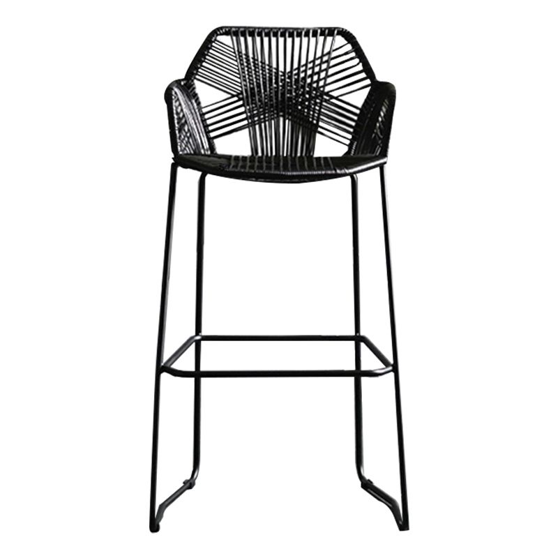 Taburete de bar moderno, taburete de bar armado de plástico con reposapiés y respaldo