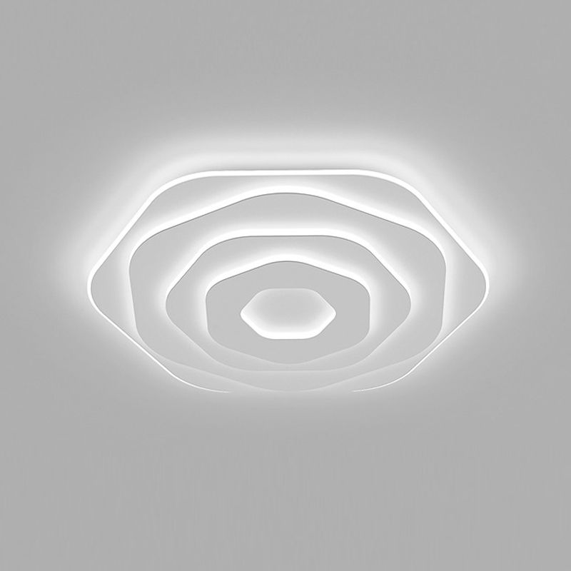 Modern Flush Light Fixtures Hexagon Iron 1 Light Flush Mount Lamps in White