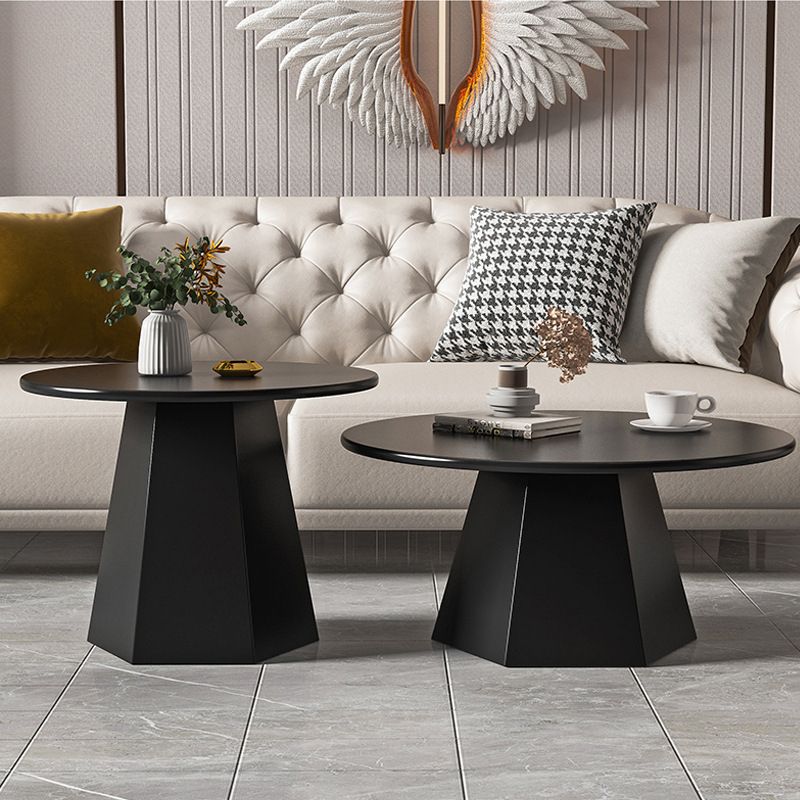 Ironwork Black/white Pedestal Base Design Round Coffee Table