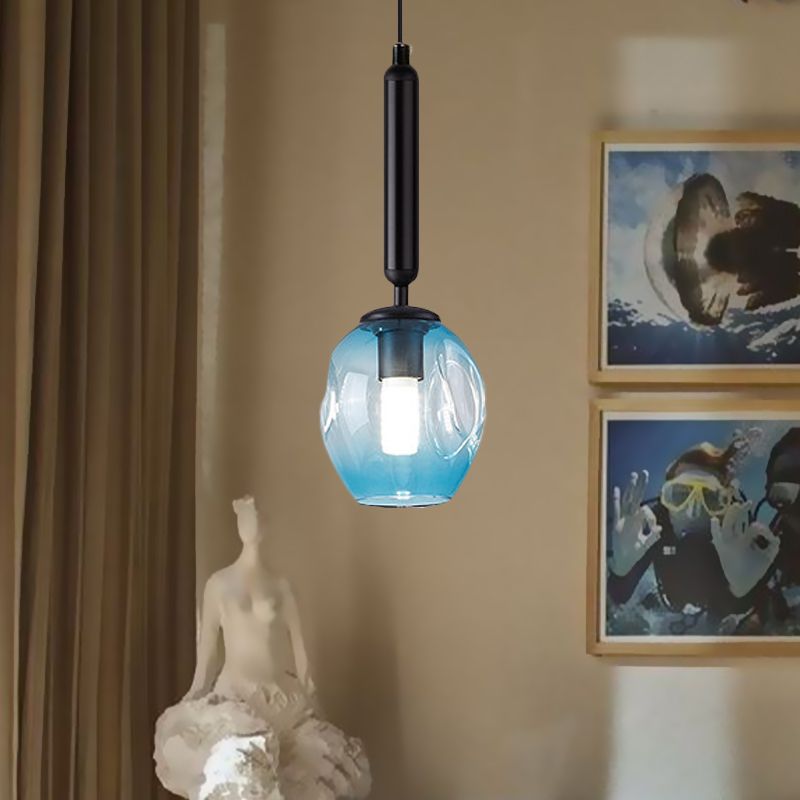 TULIP LEVILLE LEVILLAGE BLUE / FUMET GREN GREY VREILLE DIMPLE 1 LUMIÈRE LAMPE MODERNIST PRENDANT LE PRENDANT EN NOIR / OR