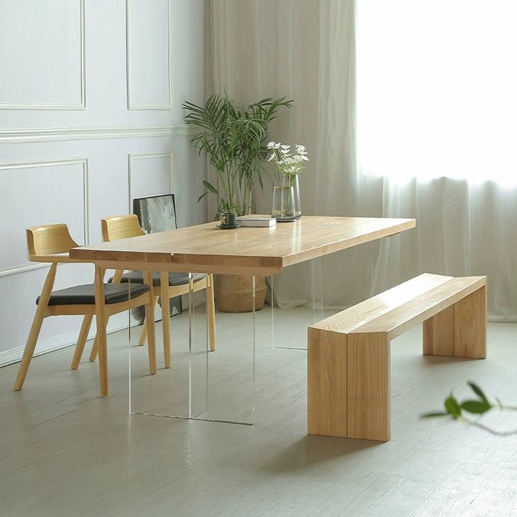 Rectangle Dining Table Modern Style Solid Wood Dinner Table for Home Kitchen