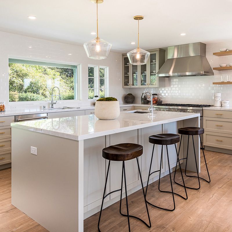 Glass Shade Hanging Pendant Nordic Brass Finish Drop Light for Dining Room