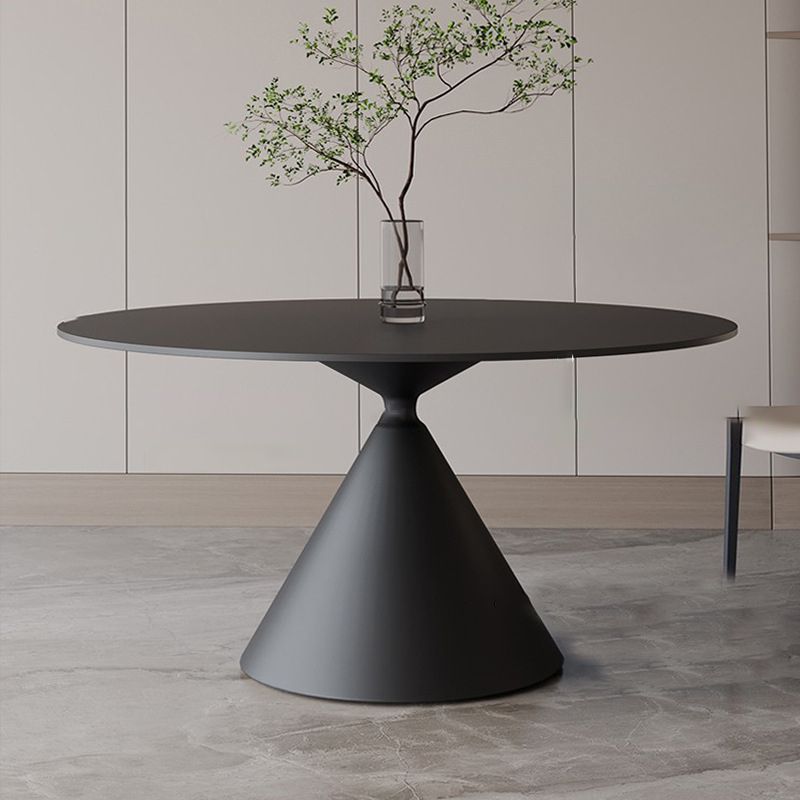 Contemporary Style Round Dining Table Steel Pedestal Base Table for Home
