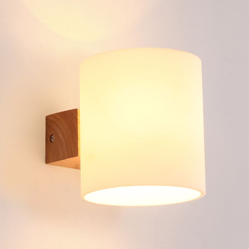 Cilindrische melkglas SCONCE LAMP BELIMTE MODERNE STYLE WIT WANDELE MOETEN LICHT