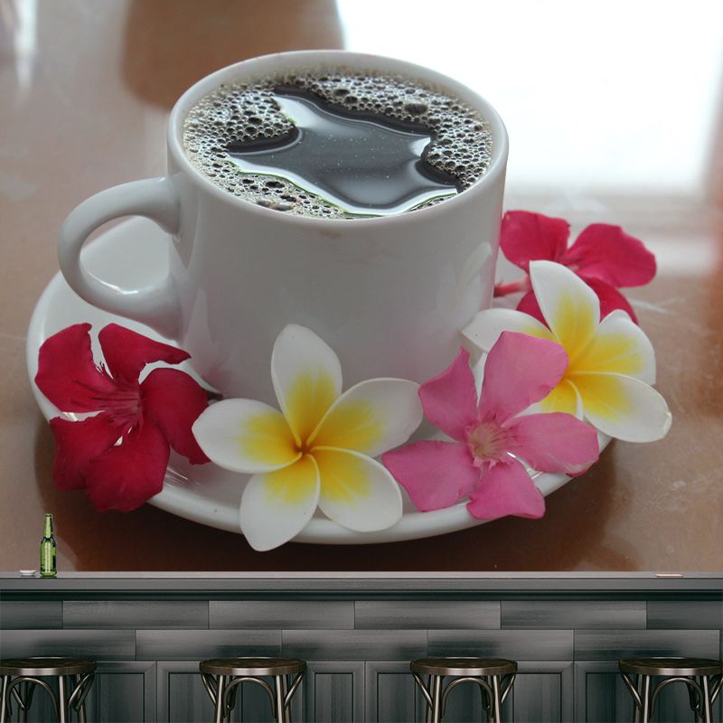 Coffee Contemporary Mural Wallpaper for Coffee Shop, Personalized Size Available