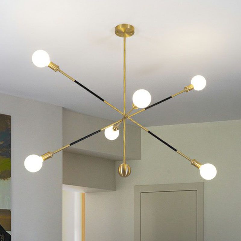 Lampadario nera e oro a scoppio minimalismo 6 luci lampada a sospensione metallica con design regolabile