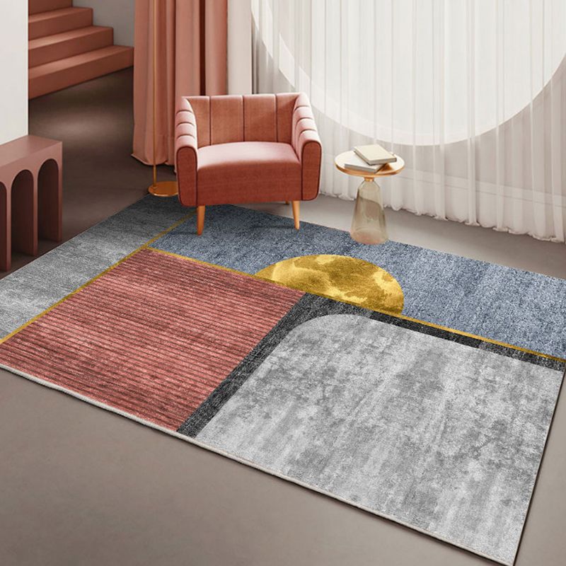 Gold Nordic Indoor Rug Polyester Striped Rug Stain Resistant Rug for Living Room