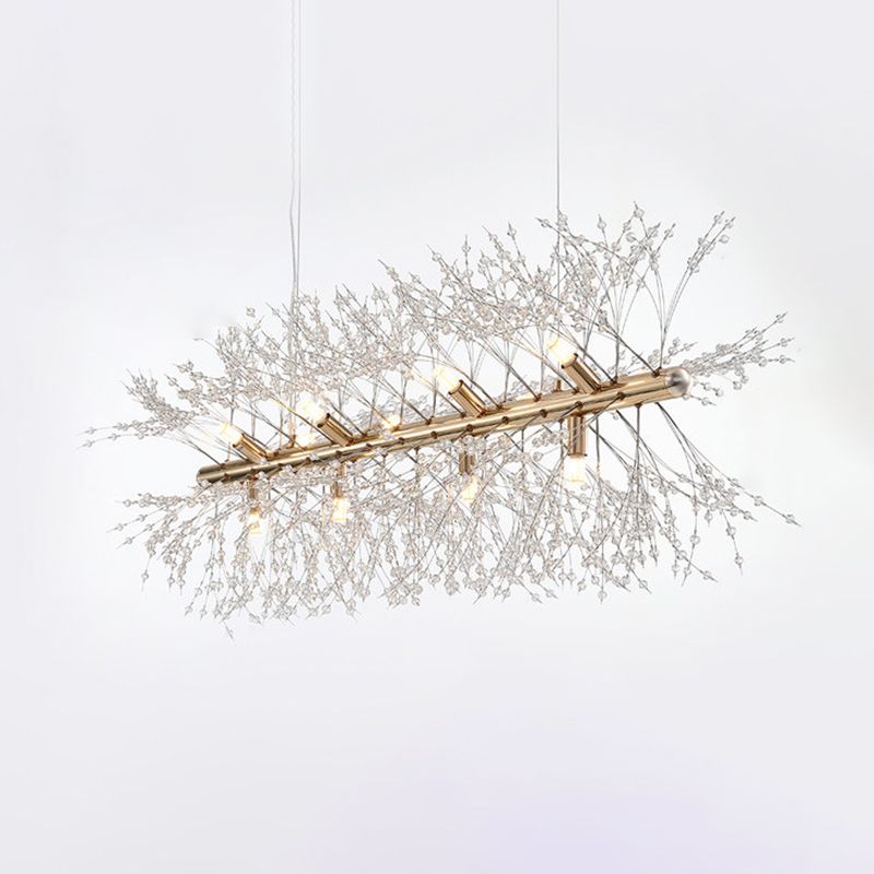 Sputnik Island Lamp Contemporary Hanging Light with Crystal for Dining Room