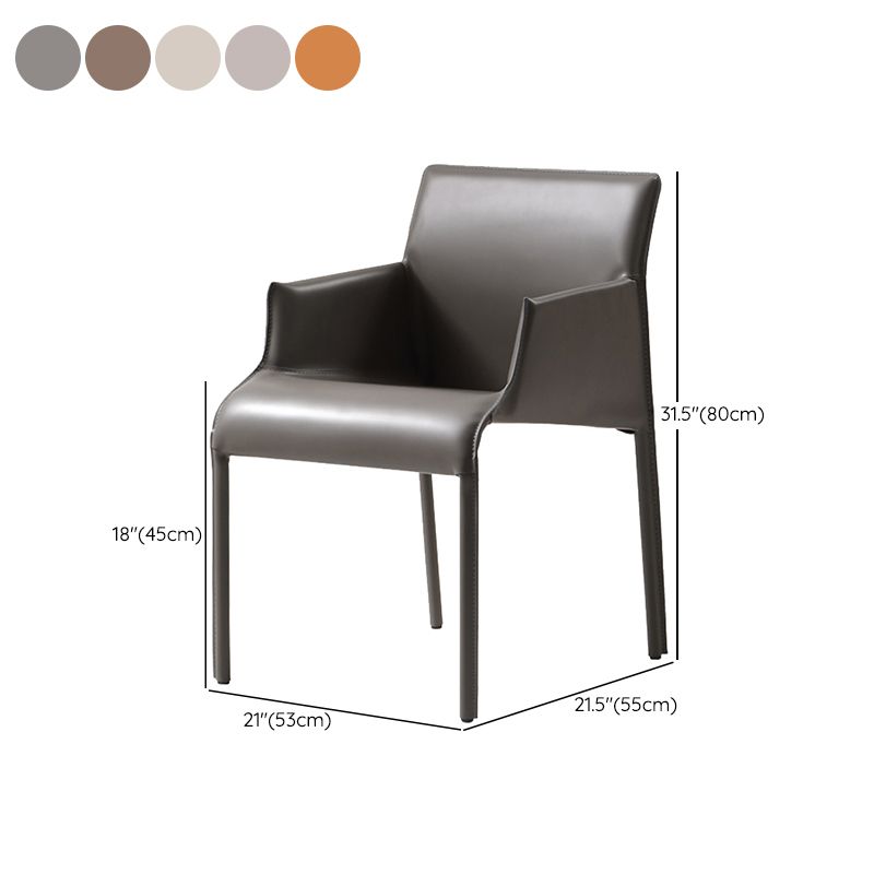 Contemporary Arm Dining Chairs Faux Leather Low Back Side Chair