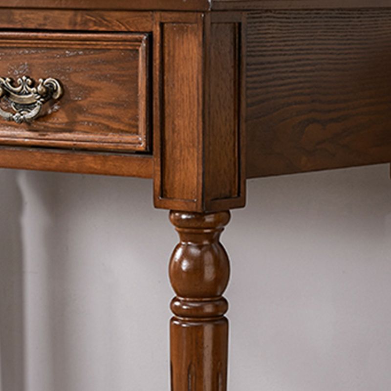 Rubberwood Bedroom Traditional Mirror 2-Drawer Espresso Vanity Set