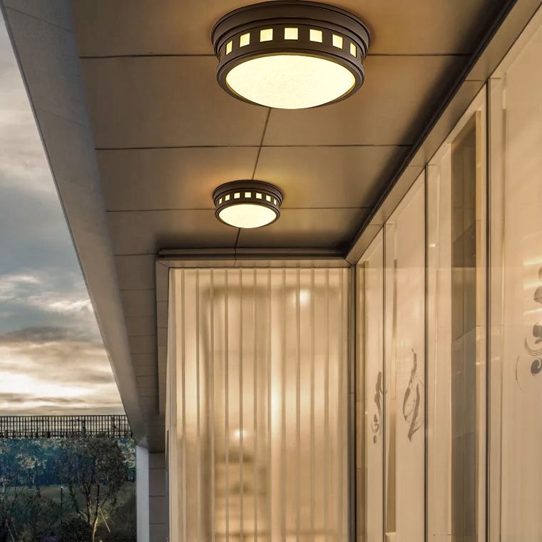 Illuminazione da incasso per montaggio a incasso a tamburo Lampada da incasso in stile tradizionale con paralume in vetro