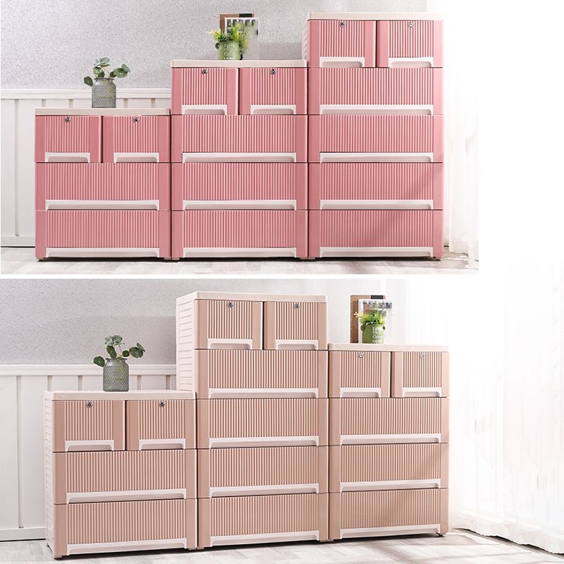Scandinavian Vertical Kids Nightstand 6 Drawers Plastic Nursery Dresser for Home