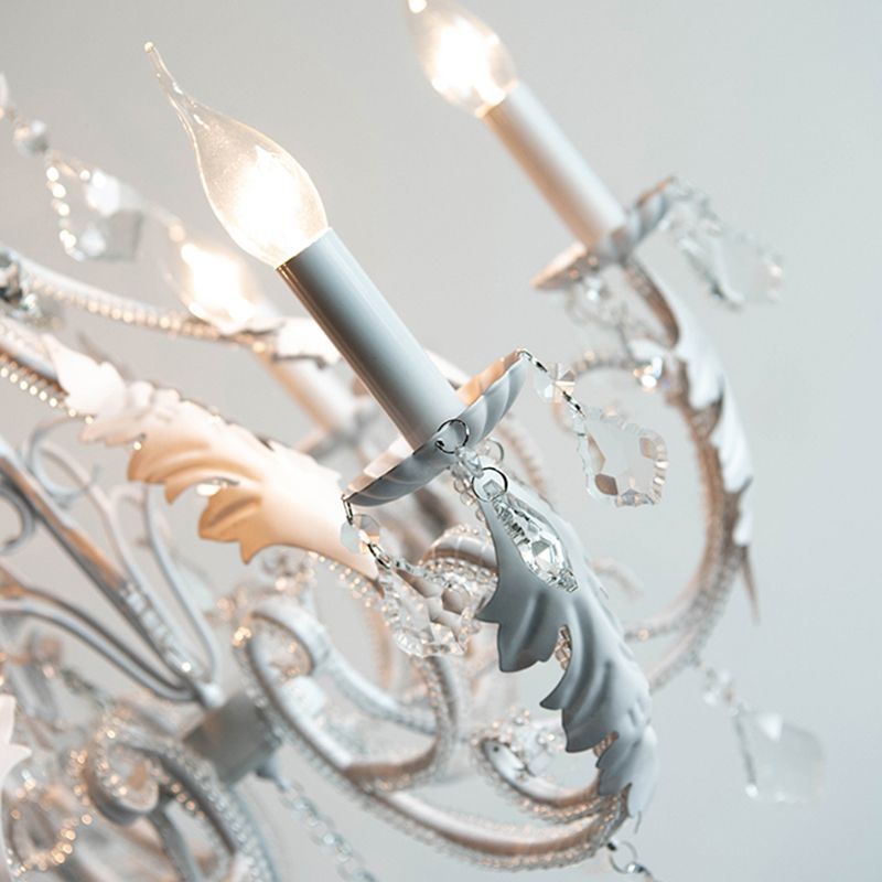 Nordic Style Metal Chandelier Light Candle Crystal Pendant Light for Living Room