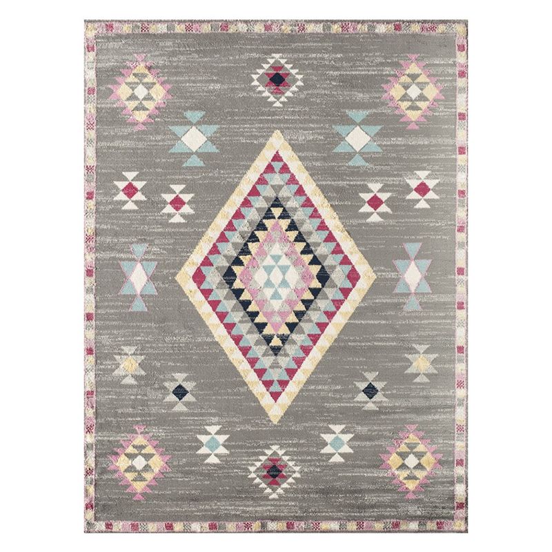 Moroccan Southwestern Print Rug Polyester Indoor Carpet Non-Slip Backing Area Rug for Living Room