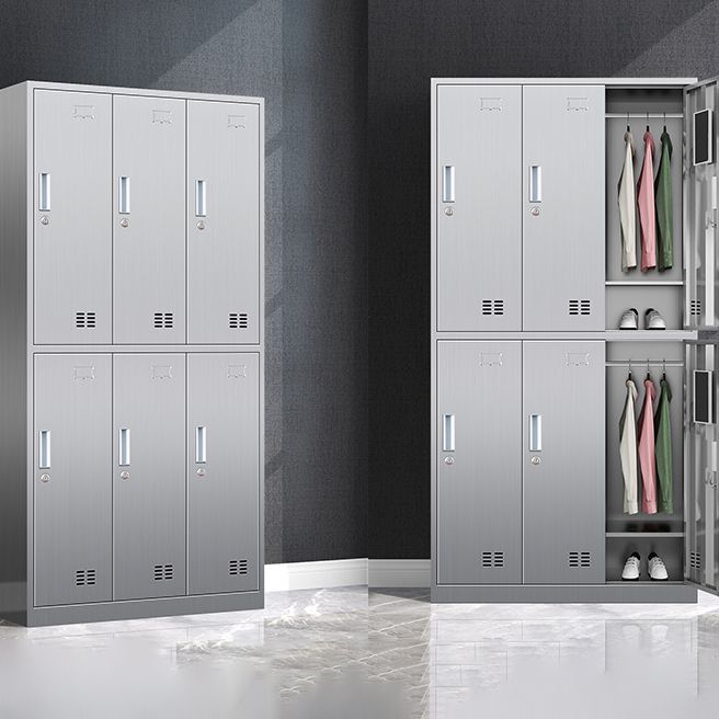 Chrome Steel Cabinet for Bathroom Modern Indoor Storage Cabinet with Hinged Doors